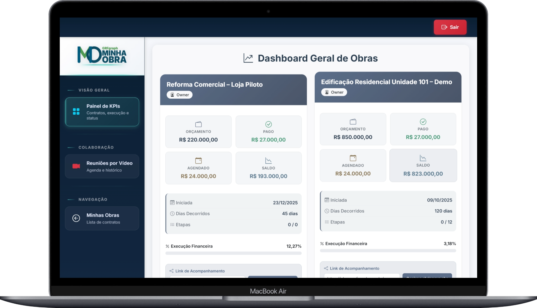 Captura do aplicativo Minha Obra 7