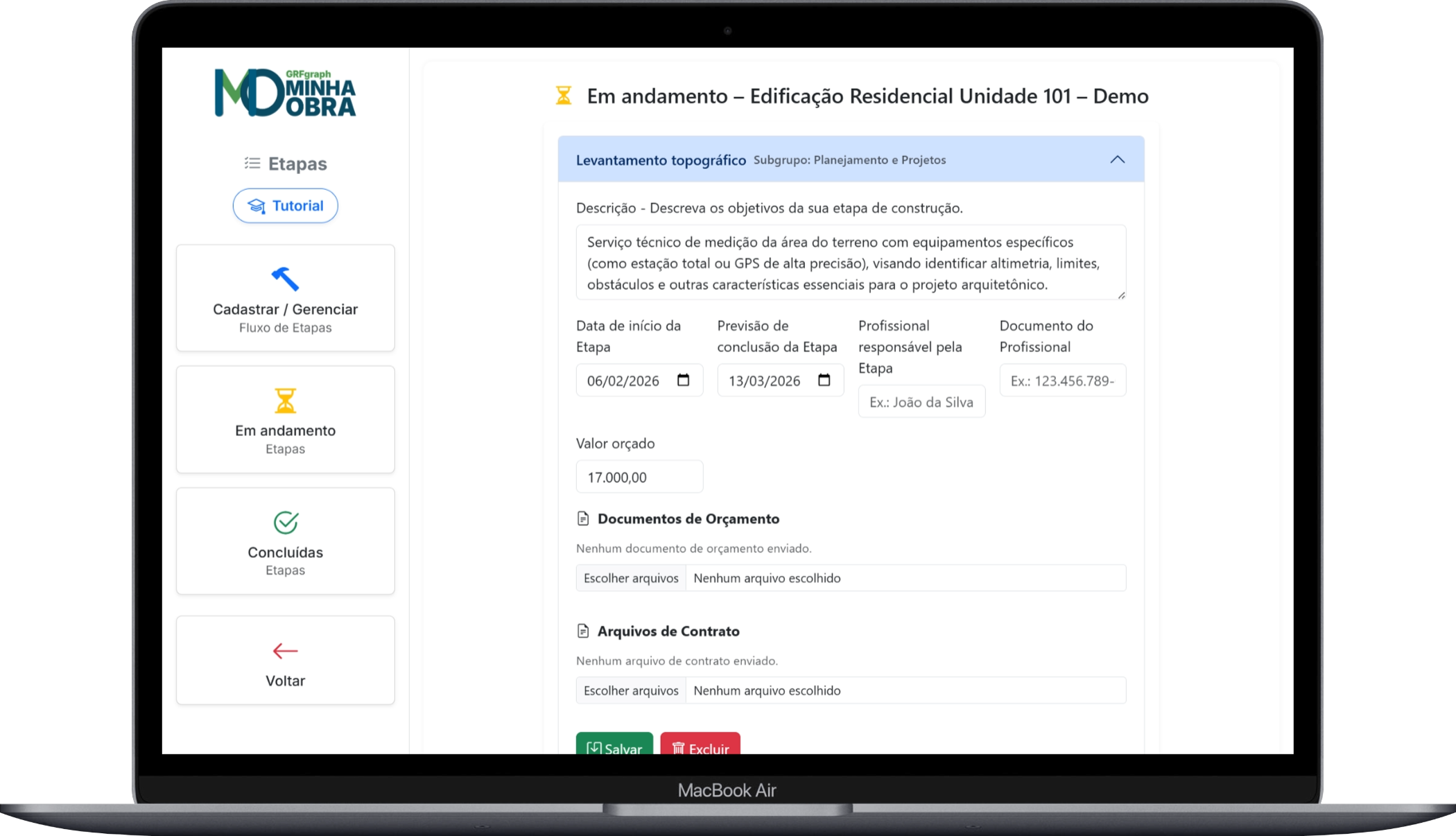 Captura do aplicativo Minha Obra 9